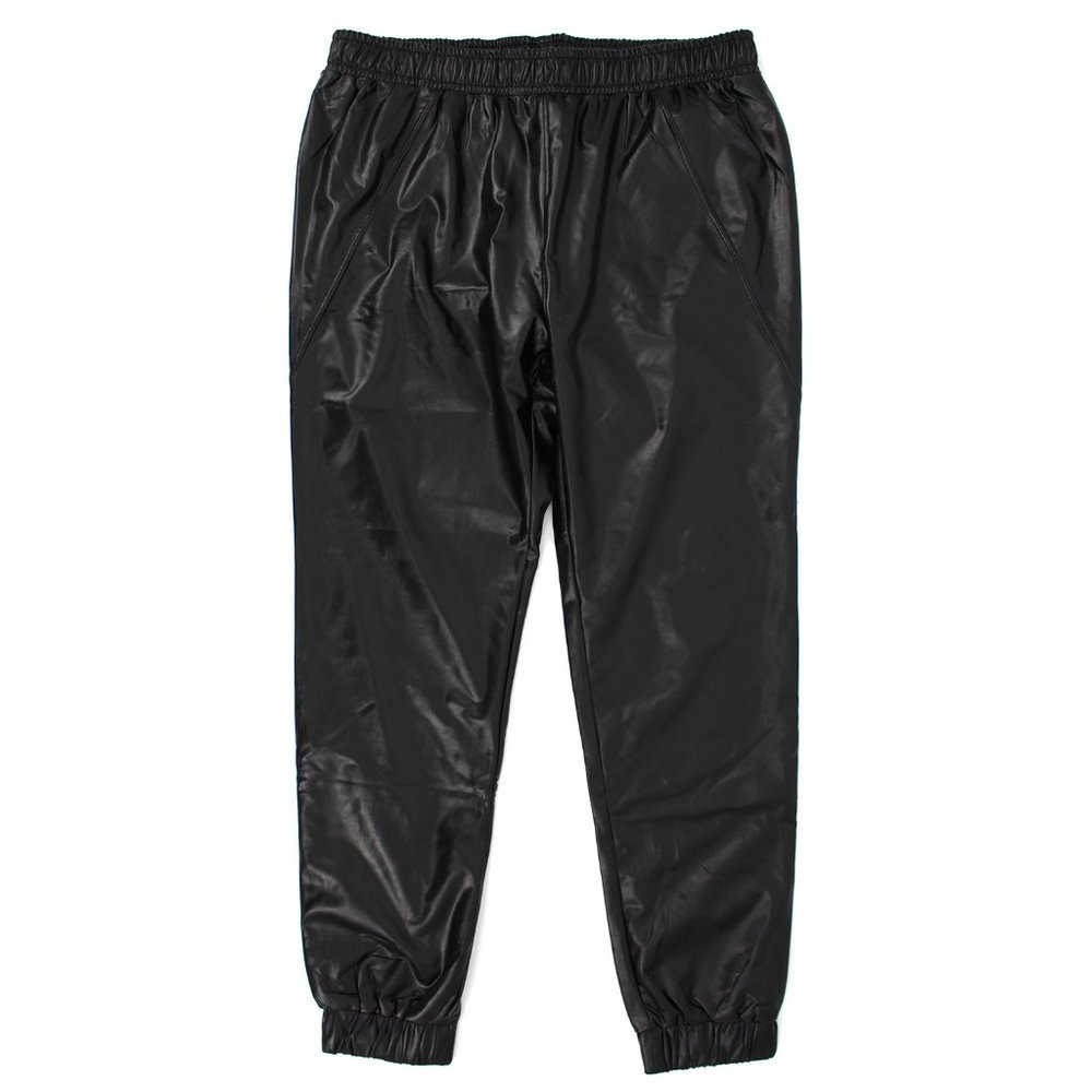 David Lerner Vegan Leather Track Pant Joggers Medium NEW Vegan Elastic Waist M